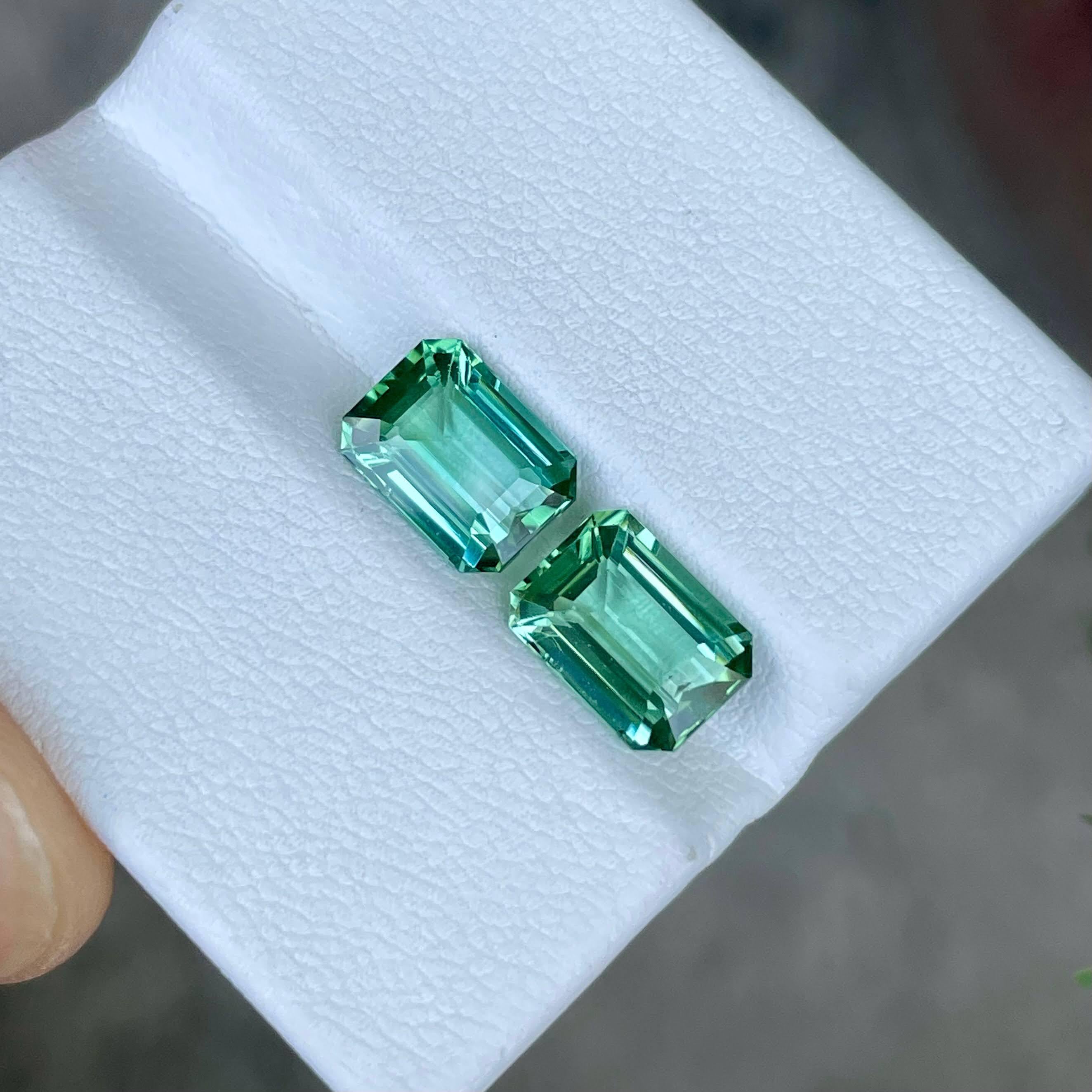 4.70 Carats Sea Blue Loose Tourmaline Pair Emerald Cut Natural Afghan Gemstone In New Condition For Sale In Bangkok, TH