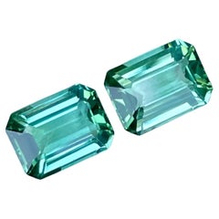 4.70 Carats Sea Blue Loose Tourmaline Pair Emerald Cut Natural Afghan Gemstone