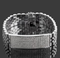 4.70 Ct Diamond ID Men's Bracelet 14k Solid White Gold 62.6 g 8.5"
