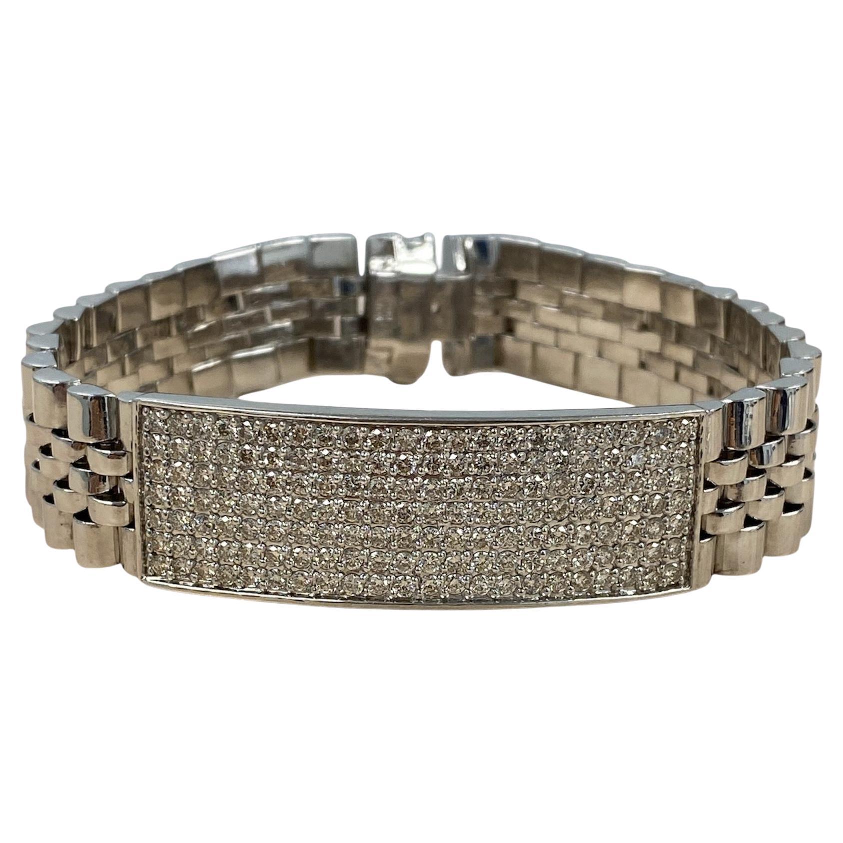 4.70 Ct Diamond ID Rolex Style Men's Bracelet 14k Solid White Gold 62.6 g 8.5"