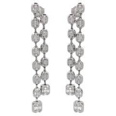 4.70ct Jay Feder or blanc 18k Illusion Set Diamond 2 Row Dangle Earrings