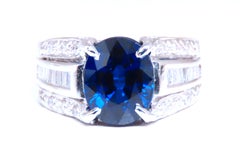 4.70ct Lab Created Sapphire Diamonds ring 14kt gold 12436*