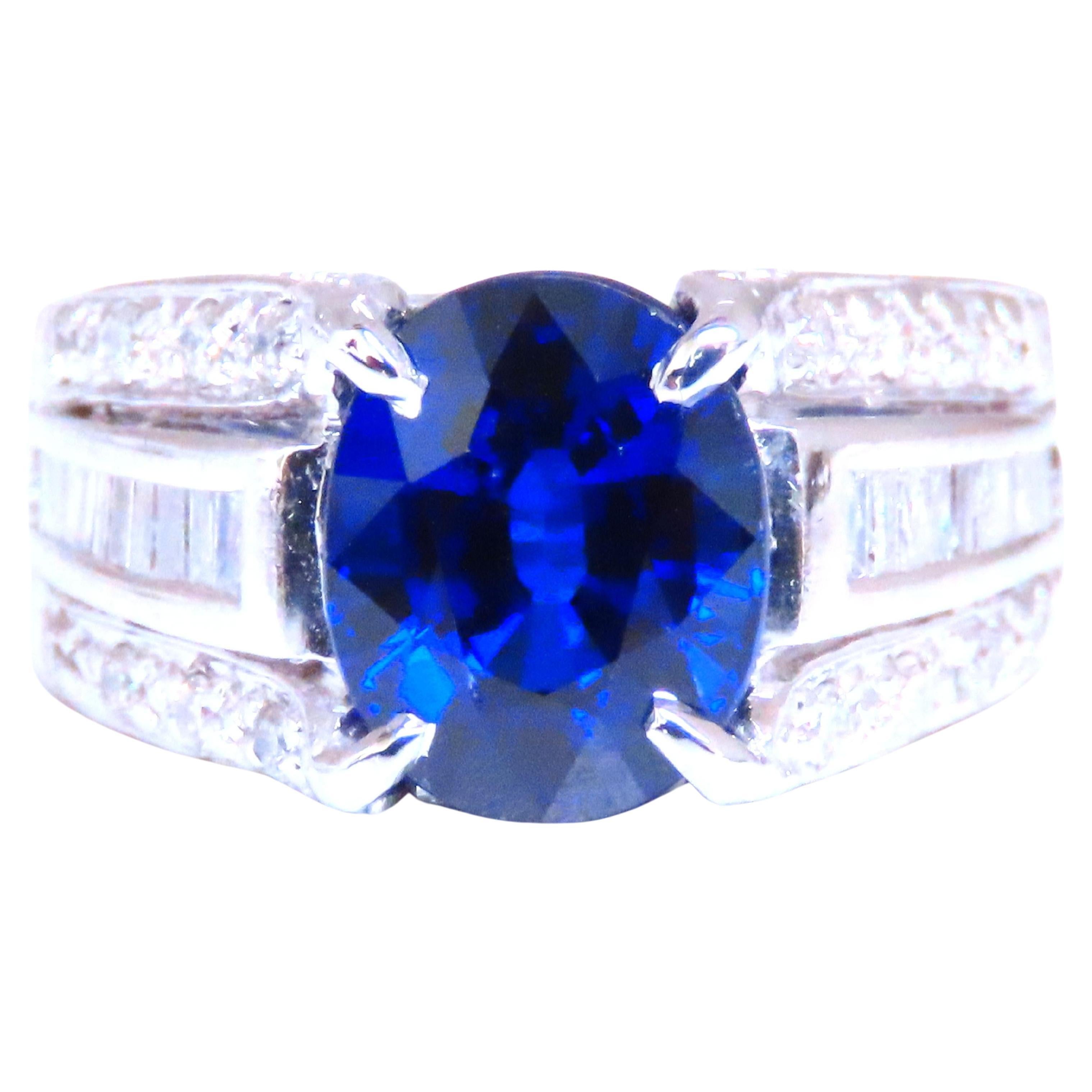 4,70 ct Zafiro creado en laboratorio Anillo de diamantes Oro de 14 kt 12436*