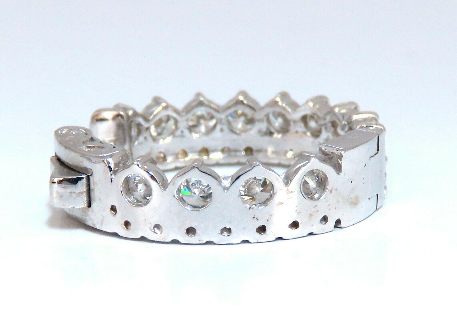 Taille ronde 4.70ct Natural Round Diamonds Double Row Ring 14kt Stacking Deco en vente