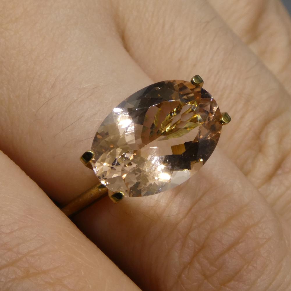 Description:

Gem Type: Morganite
Number of Stones: 1
Weight: 4.7 cts
Measurements: 14.04x9.98x5.87 mm
Shape: Oval
Cutting Style Crown: Modified Brilliant Cut
Cutting Style Pavilion: Mixed Cut
Transparency: Transparent
Clarity: ery Very Slightly