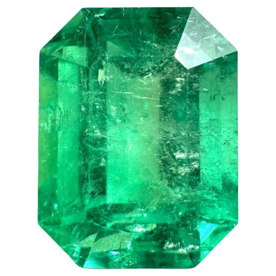 4.70ct Yellowish Green Classic Emerald Cut Colombian Gem 11x9 Genuine May