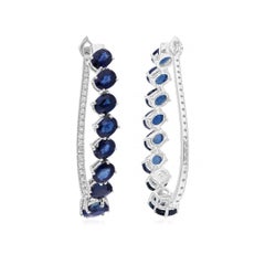 4.71 Carat Blue Sapphire Earrings 0.27 Carat SI/H Diamond 18 Karat White Gold