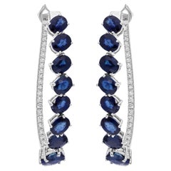 Pendientes de zafiro azul de 4,71 quilates Diamante SI/H de 0,27 quilates Oro blanco de 18 quilates