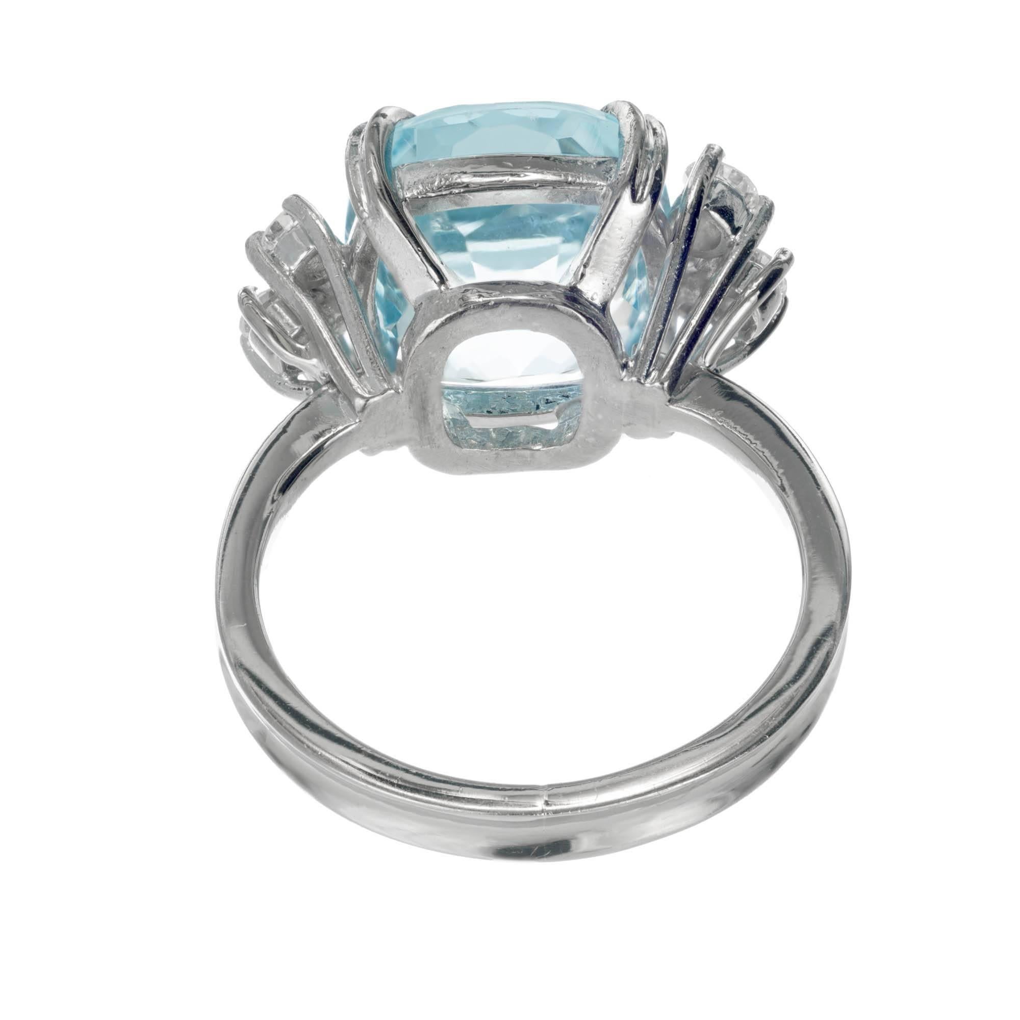 Cushion Cut 4.71 Carat Cushion Green Blue Aqua Diamond Gold Engagement Ring