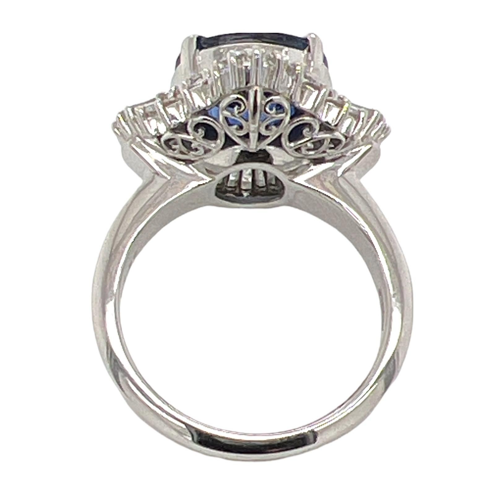 Platin-Cocktailring mit 2,71 Karat natürlichem blauem Saphir und Diamant, AGL-zertifiziert im Zustand „Neu“ im Angebot in Boca Raton, FL