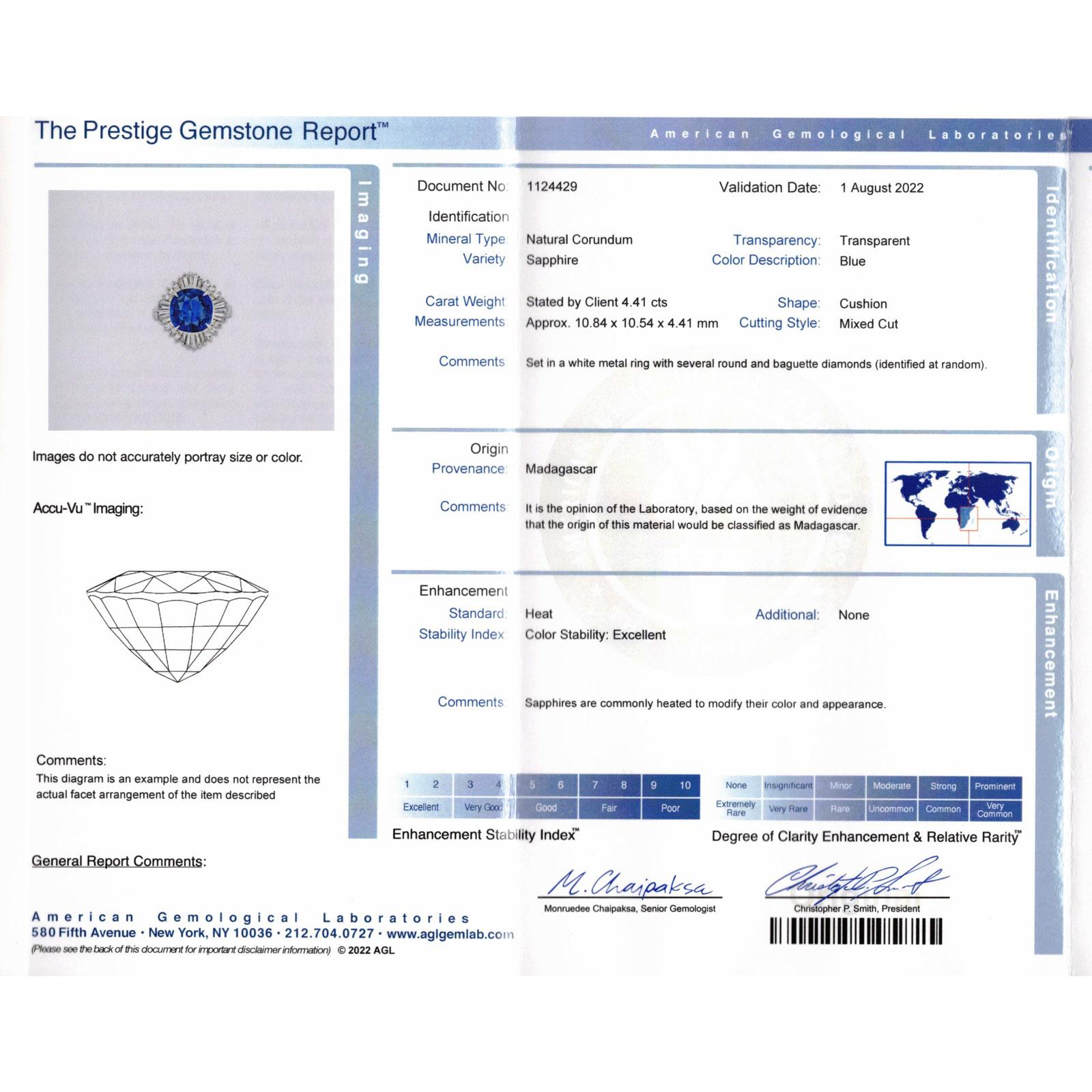Platin-Cocktailring mit 2,71 Karat natürlichem blauem Saphir und Diamant, AGL-zertifiziert Damen im Angebot