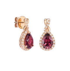 Sunita Nahata Rhodolite 4.71ct. Drop Earring in 18KRG with White Diamond