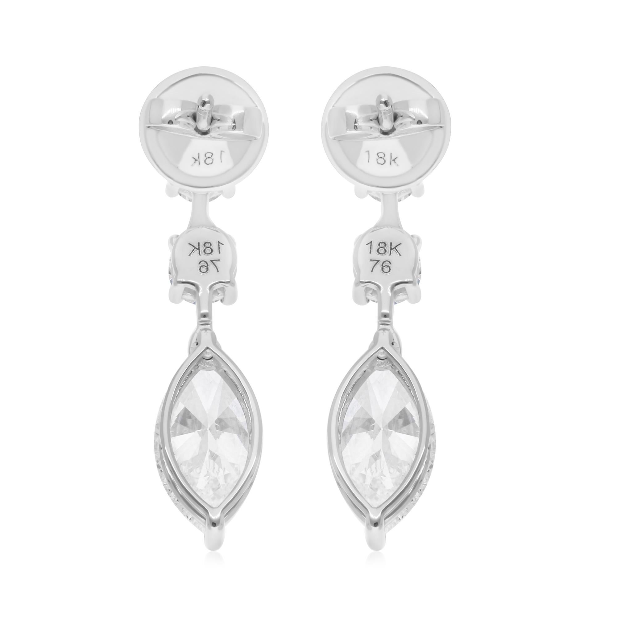 4,71 Karat SI/H Marquise Runde ovale Diamant-Ohrringe 14 Karat Weißgold Schmuckschmuck (Ovalschliff) im Angebot
