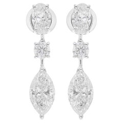 4,71 Carati SI/H Orecchini di diamanti ovali rotondi e marquise Gioielli in oro bianco 14 carati