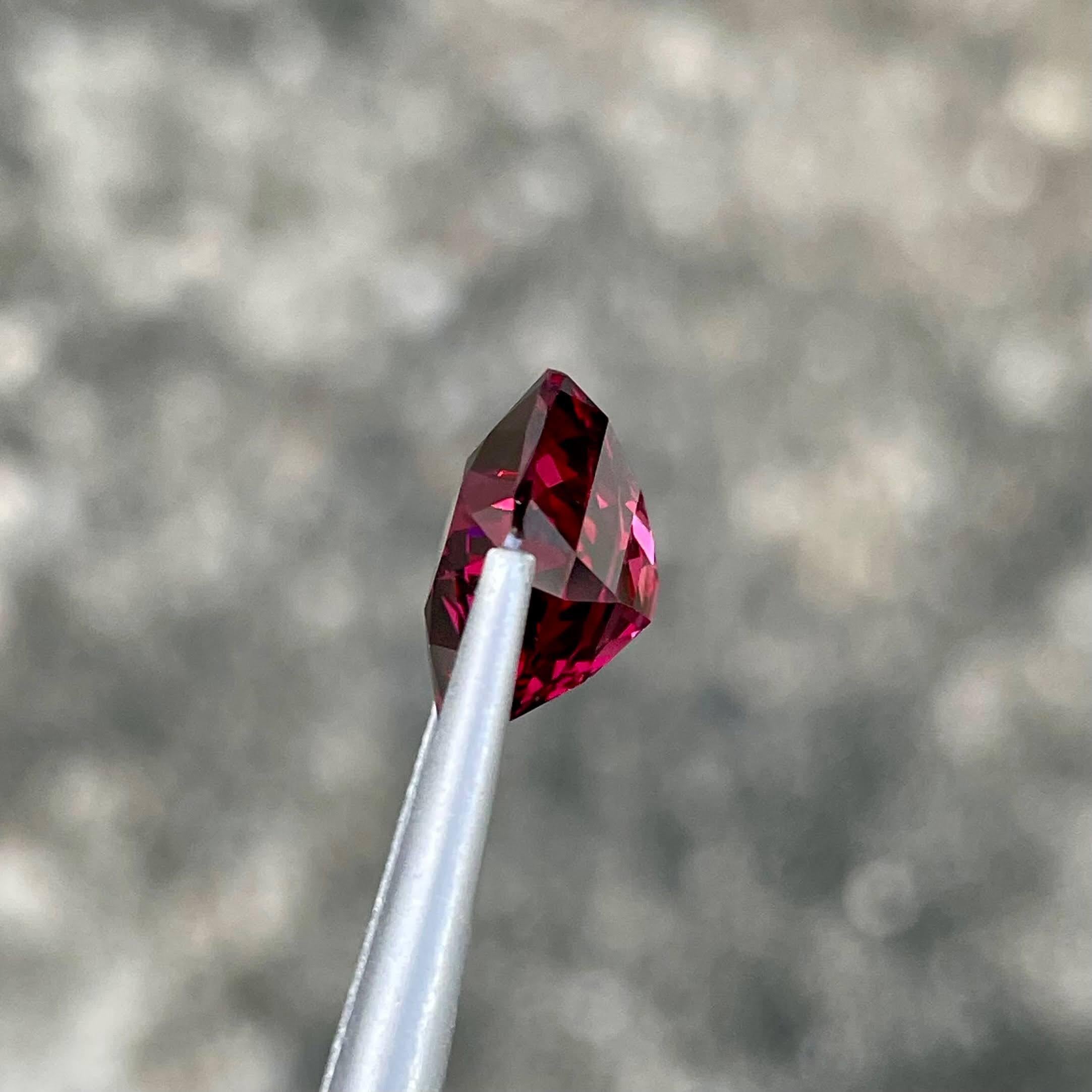 Modern 4.71 carats Pinkish Red Garnet Cushion Cut Natural African Gemstone