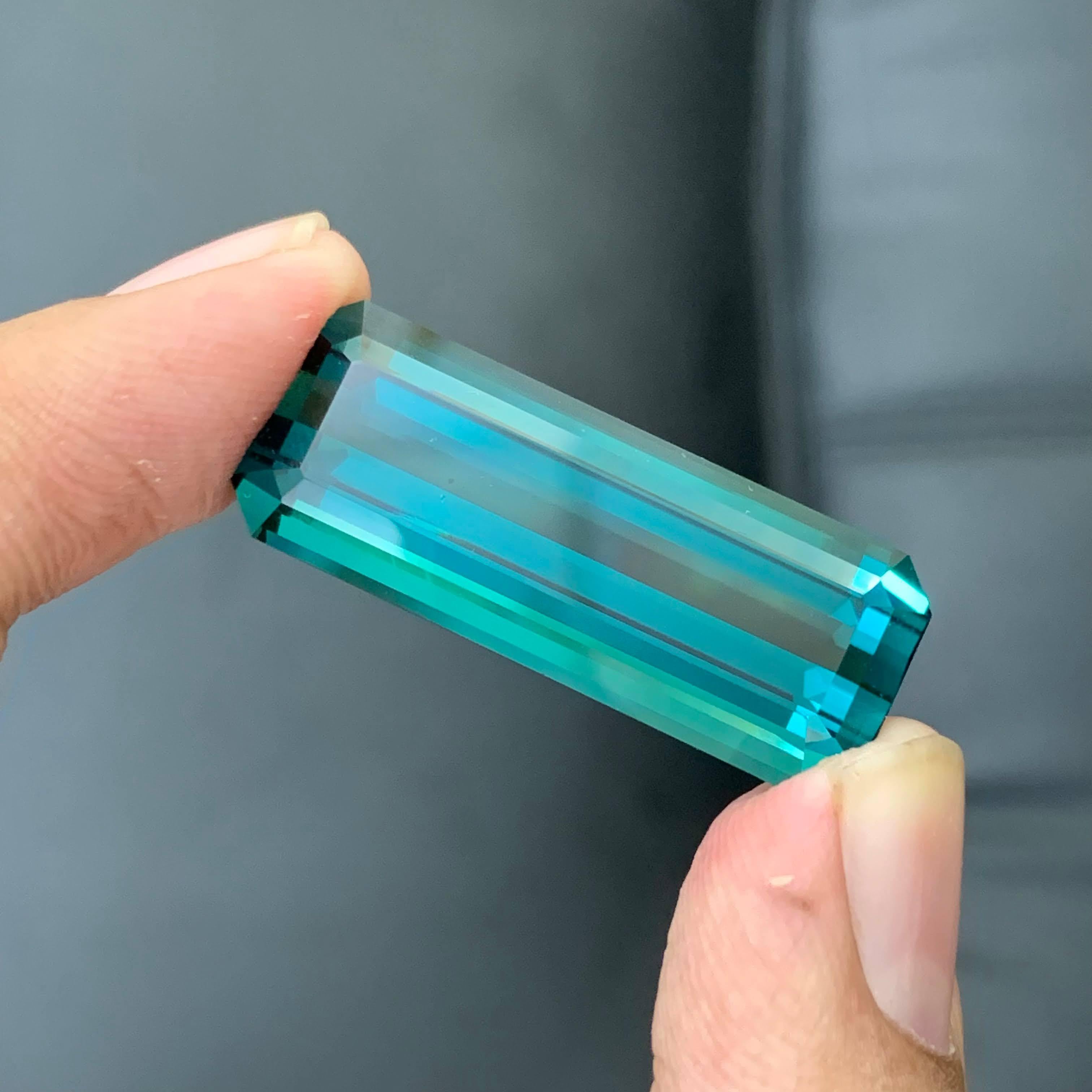 47.15 Carat Naturel Loose Blue Tourmaline Stone Emerald Cut Afghan Gemstone Neuf - En vente à Bangkok, TH