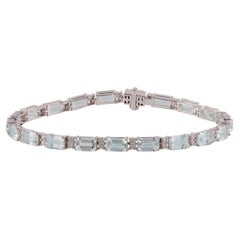 Pulsera de Aguamarina y Diamantes de 4,72 Quilates Tachonada en Oro Blanco de 18 Kilates