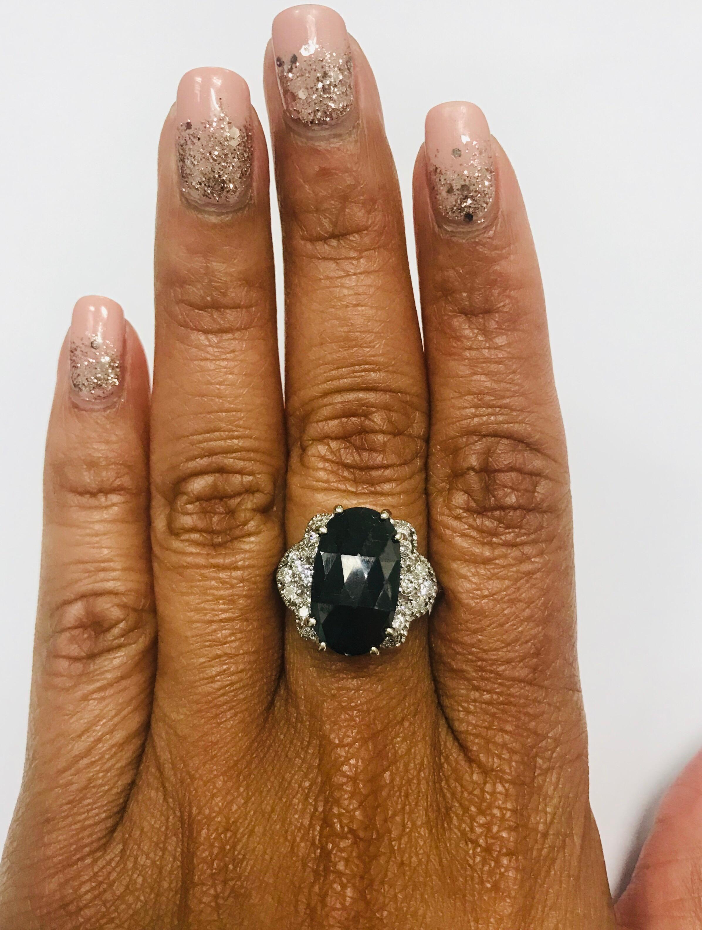 4.72 Carat Black Diamond Cocktail 14 Karat White Gold Ring In New Condition In Los Angeles, CA