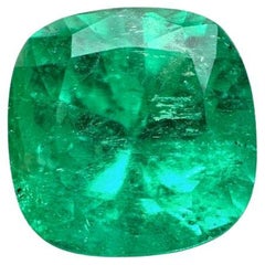 4.72 Carat Bright Green Colombian Emerald - Muzo Cushion Cut May Birthstone Gem