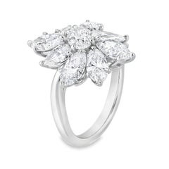 Roman Malakov 4.72 Carat Mixed-Cut Diamond Floral Cluster Ring in Platinum