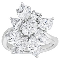 4.72 Carat Mixed-Cut Diamond Floral Cluster Ring in Platinum