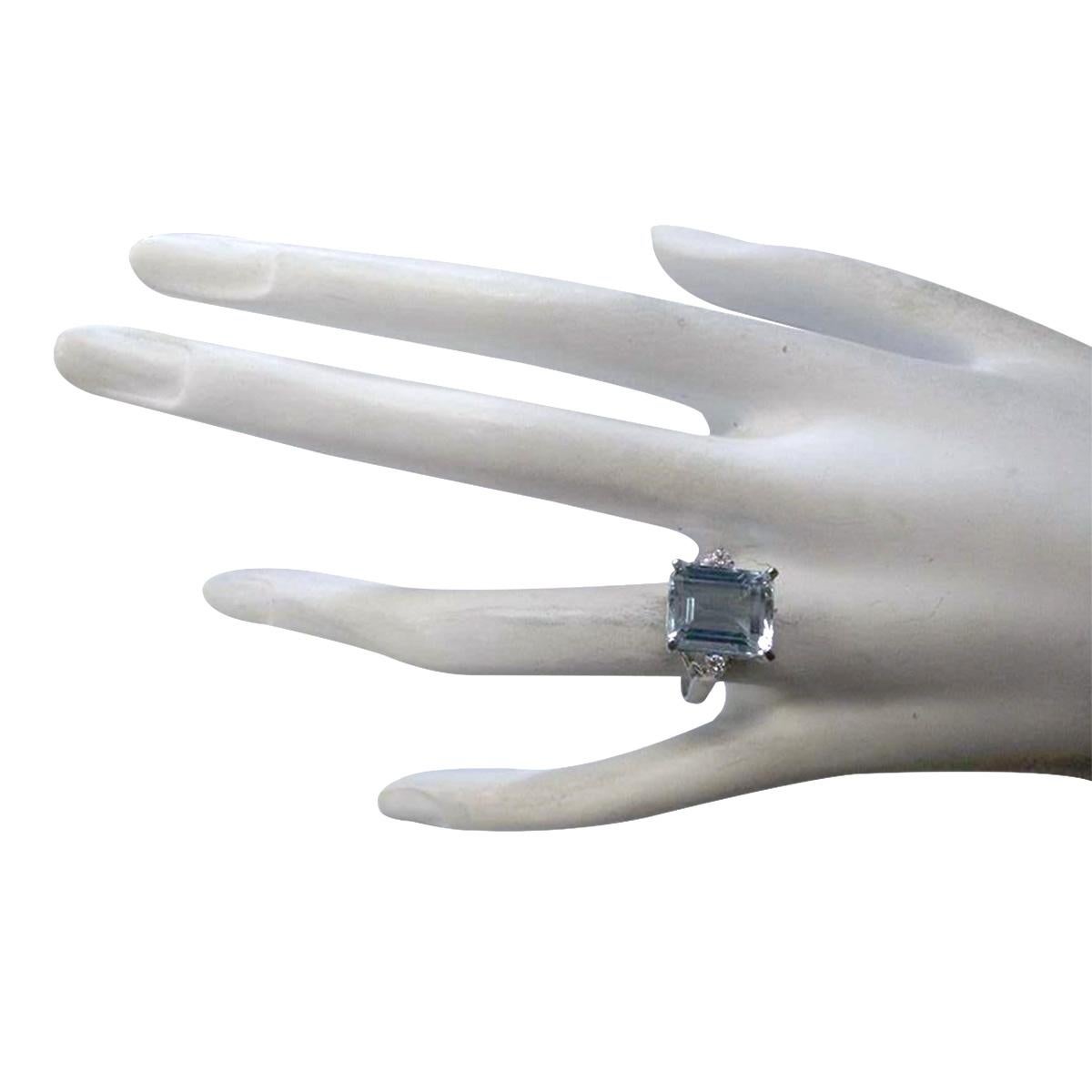 Natural Aquamarine Diamond Ring In 14 Karat White Gold In New Condition For Sale In Manhattan Beach, CA