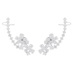 4.72 Carat SI/H Round Pear Shape Diamond Ear Cuff Earrings 14 Karat White Gold