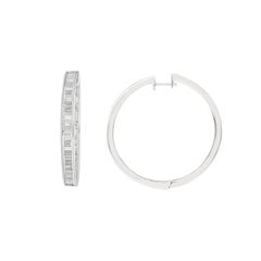 4.72 CT Baguette Cut Diamond Wide Channel Set Inside-Out Hoop Earrings 18K Gold