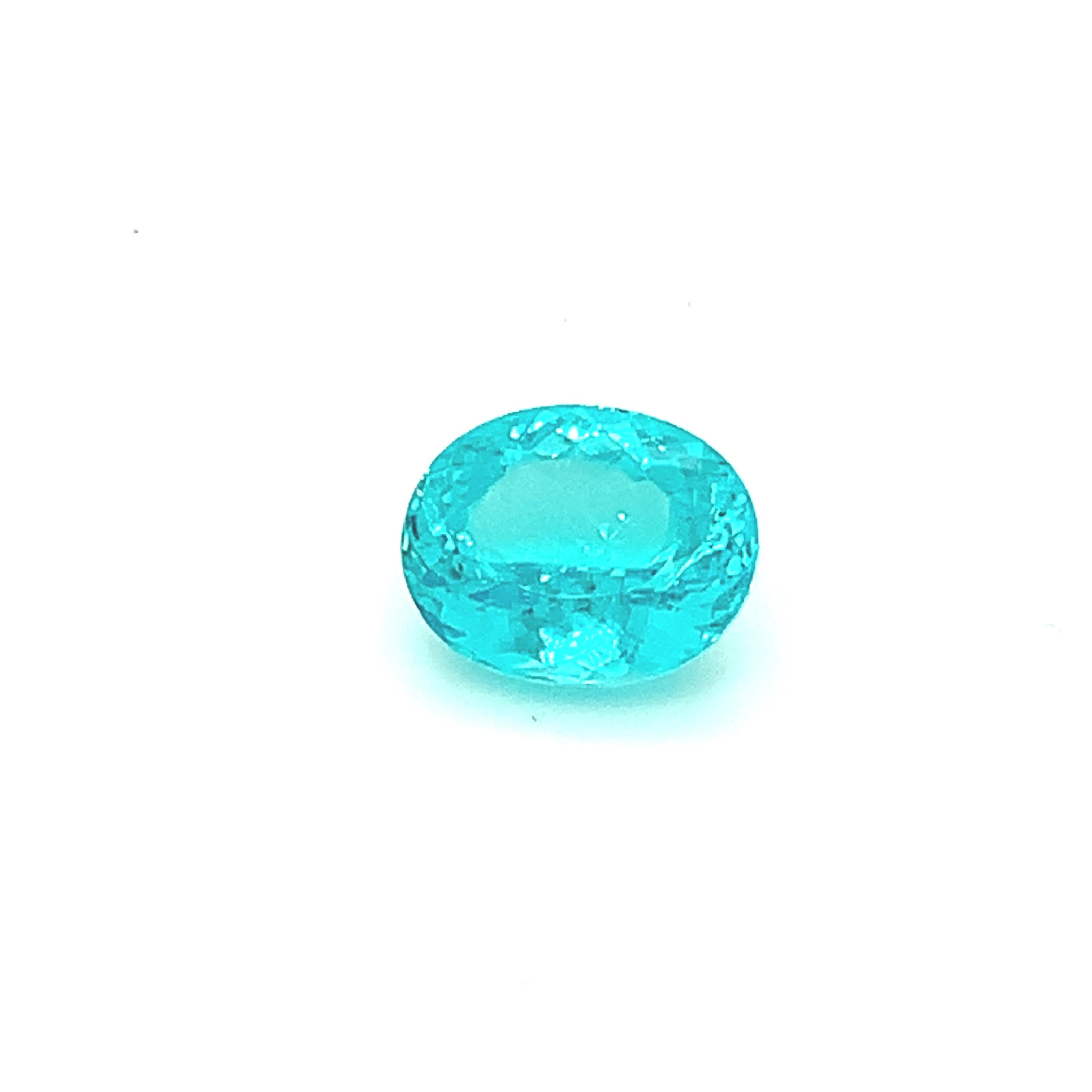 4.72 Carat Paraiba Tourmaline Oval, Unset Loose Gemstone, GIA Certified In New Condition In Los Angeles, CA