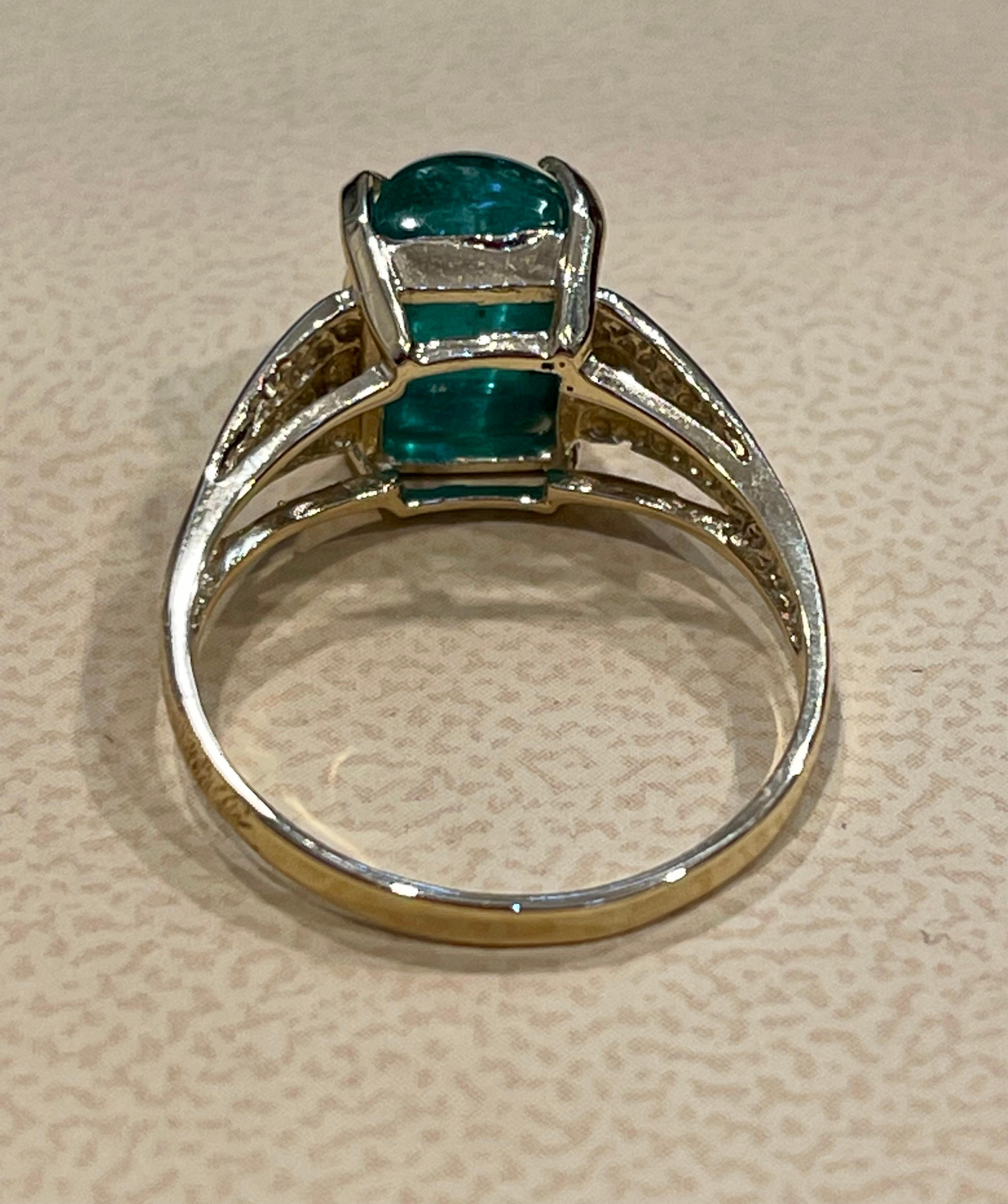 4.72 Karat Zuckerhut Smaragd Cabochon 14 Karat Gelbgold Cocktail-Ring Vintage 7