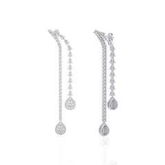 4.72 CTW Diamonds Teardrop 18K White Gold Dangling Moonlight Collection Earrings