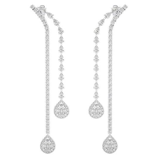 Orecchini a goccia in oro bianco 18 carati con diamanti 4,72 CTW e pendenti Moonlight Collection'S