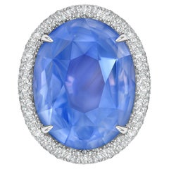 47.22 Carat Natural Sapphire Diamonds 18 Karat White Gold Cocktail Ring by D&A