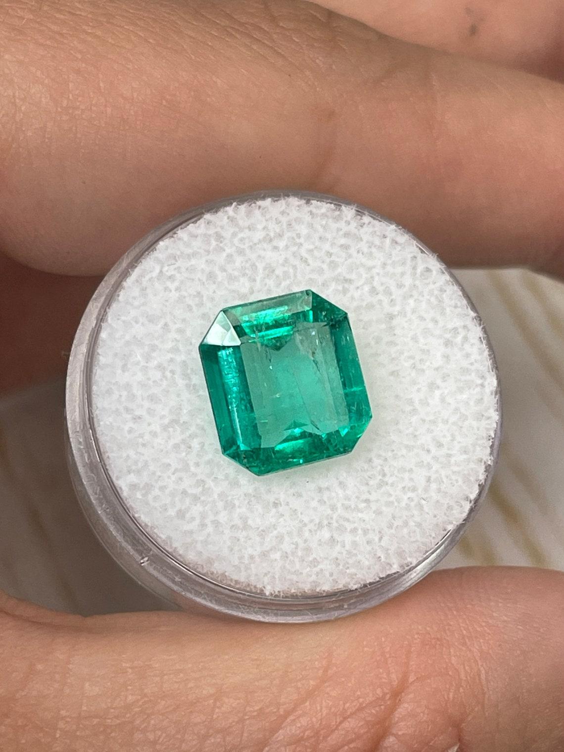 Taglio smeraldo 4.72ct Spready Bluish Green Asscher Cut Colombian Gem 11x10 Genuine May in vendita
