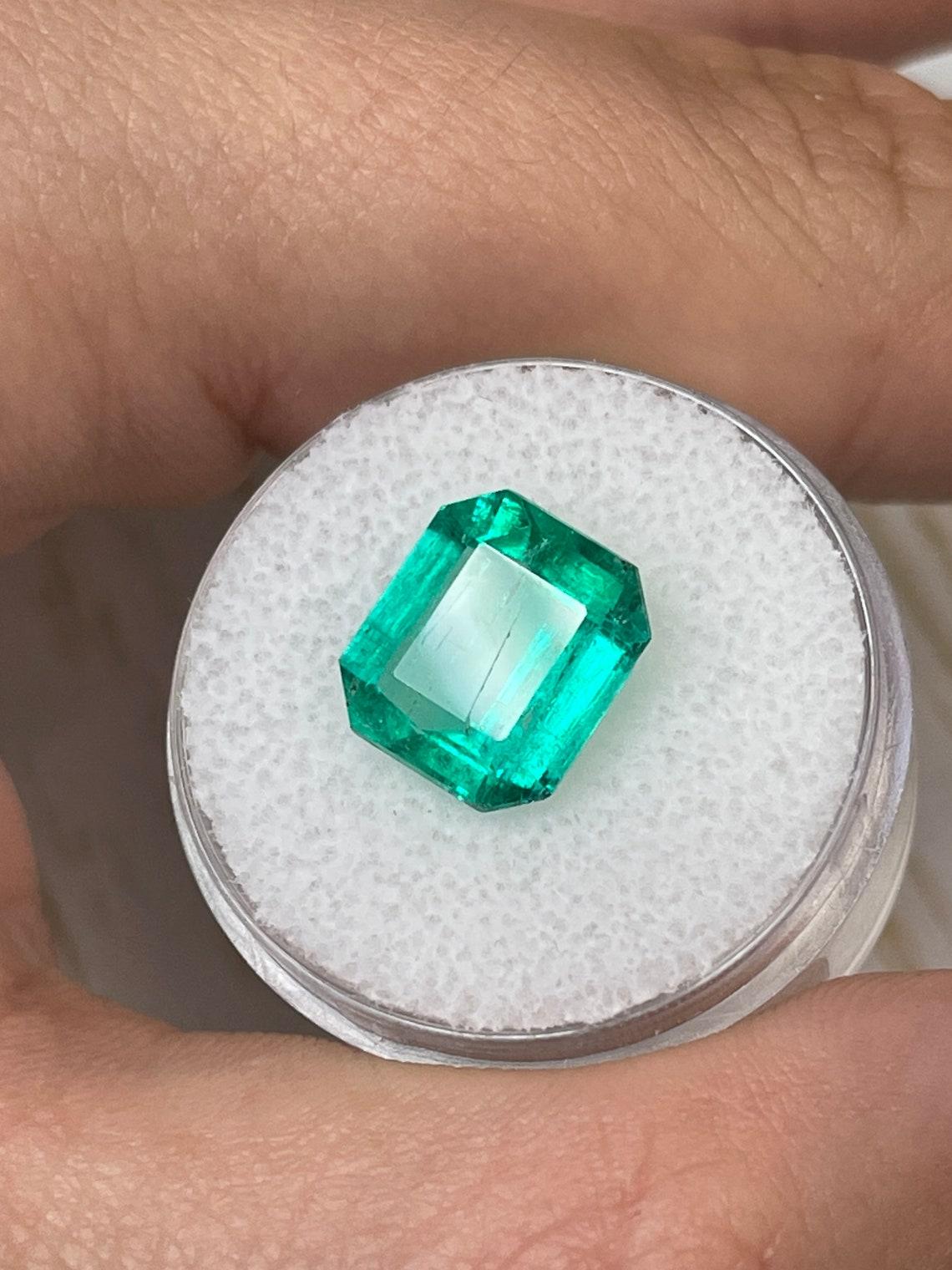 4.72ct Spready Bluish Green Asscher Cut Colombian Gem 11x10 Genuine May In condizioni Nuovo in vendita a Jupiter, FL