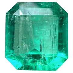 4,72ct Spready Bläulich Grün Asscher Schliff Kolumbianischer Edelstein 11x10 Echt Mai