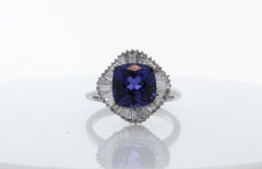 4.72ct Tanzanite and .62ctw Diamond Ring in 18K White Gold