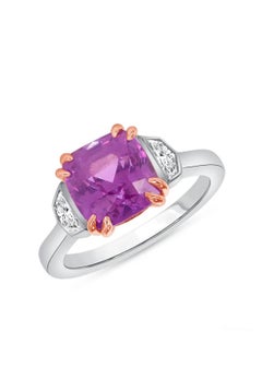 4.72ct untreated cushion-cut Pink Sapphire ring. GIA certified.