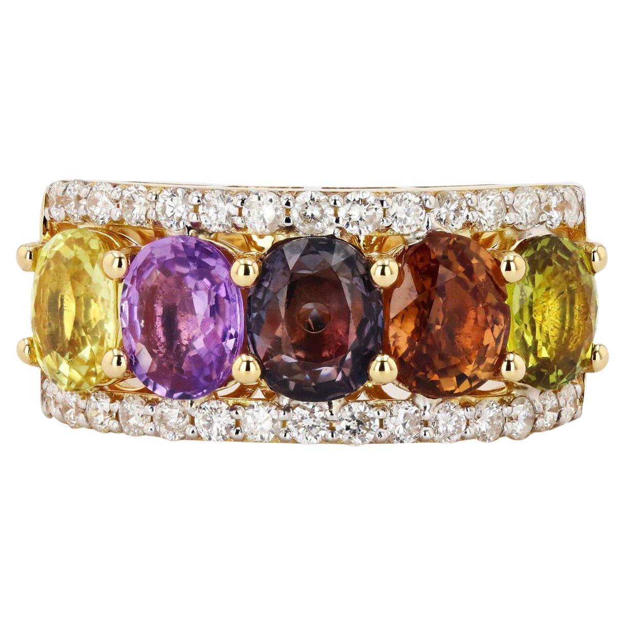 1.42 Multi Shape Diamond Ring, Bezel Set in 18k Gold For Sale at ...