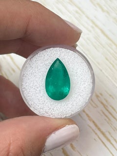 4.73 Carat 16x10 Deep Green Colombian Emerald - Pear-Cut May Birthstone Gem
