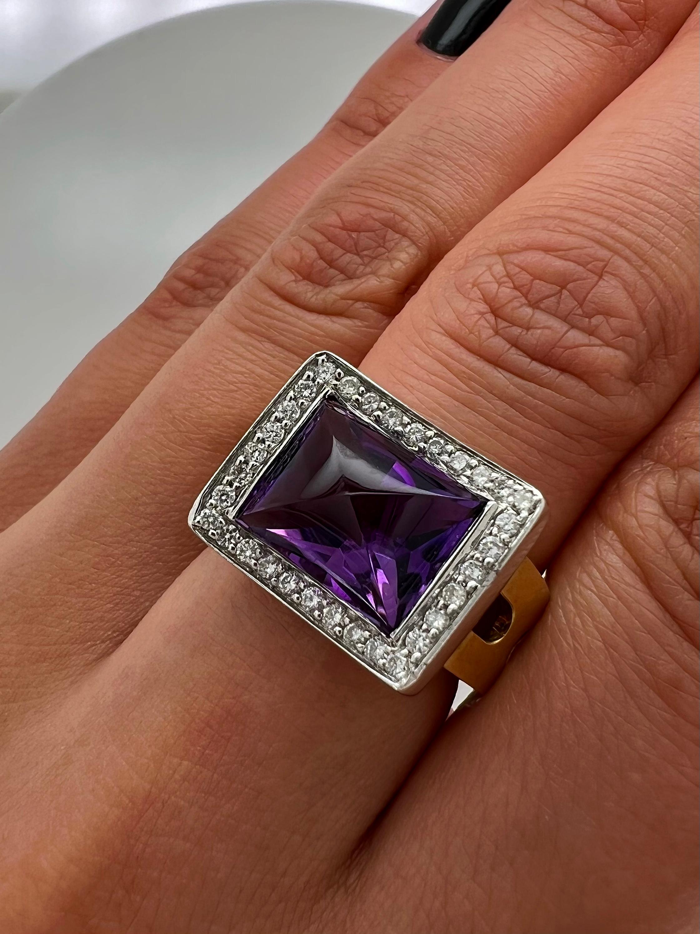 4.73 Carat Amethyst Ladies Diamond Ring In New Condition For Sale In New York, NY