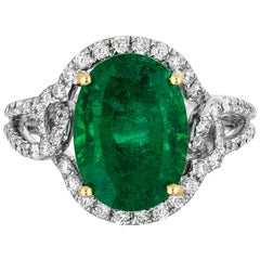 4.73 Carat Emerald Diamond Cocktail Ring