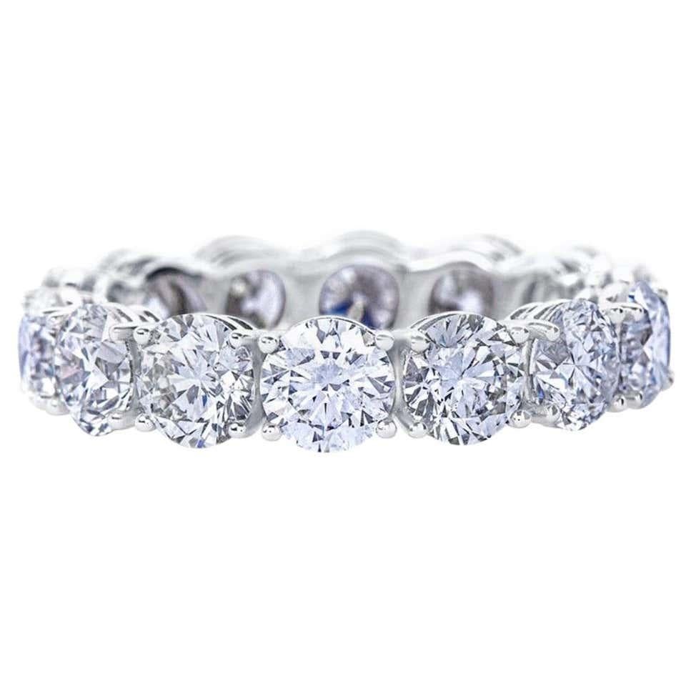 4.73 Carat Ideal Cut Round Diamond Eternity Band In New Condition In New York, NY