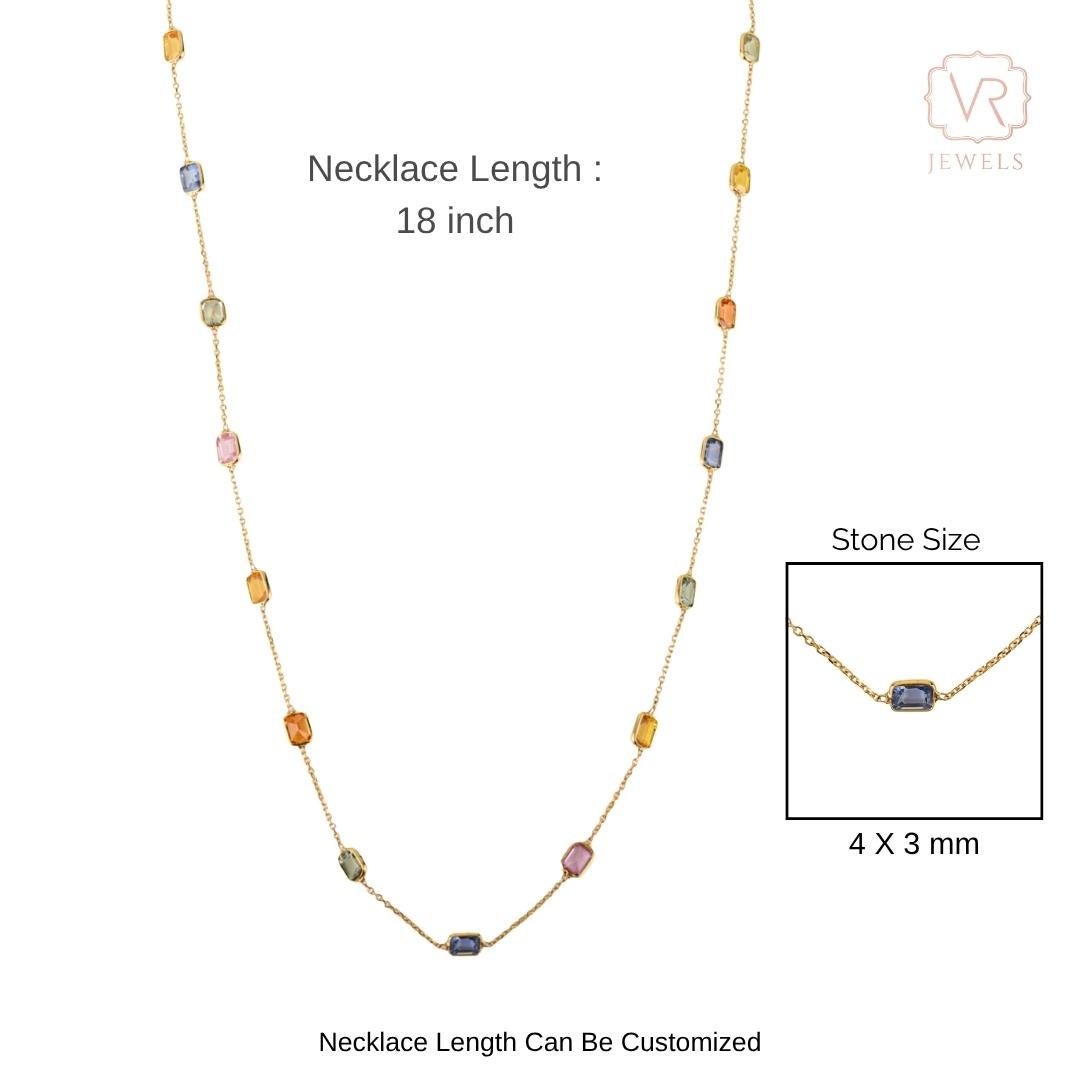 4,73 carati di zaffiro naturale multicolore Collana con castone in oro giallo 18 carati in vendita 6
