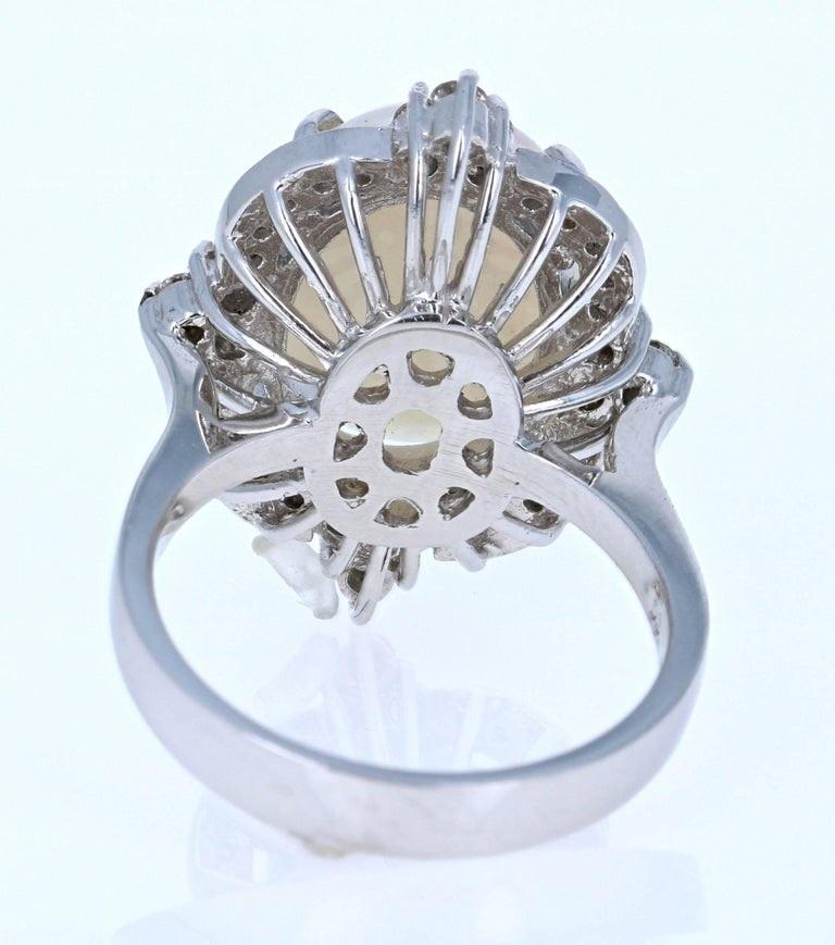 Modern 4.73 Carat Opal Diamond 14 Karat White Gold Ring
