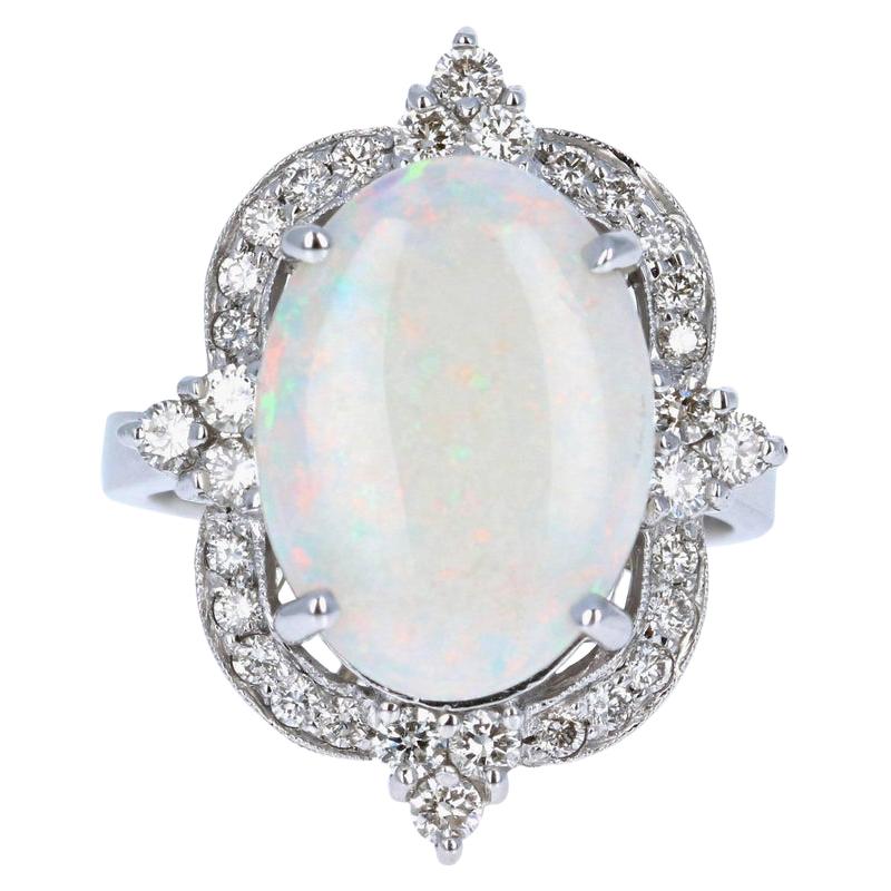 4.73 Carat Opal Diamond 14 Karat White Gold Ring