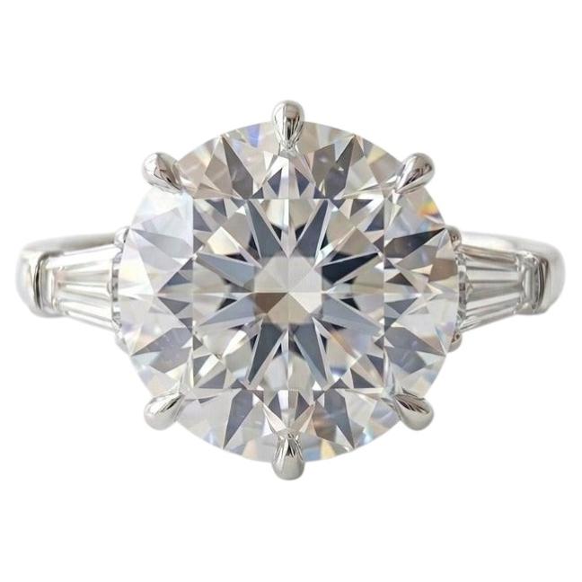 Anillo de Diamantes Brillantes Redondos de 4,73 Quilates GIA Intachable Color E