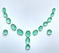 47.32 Carats Colombian Emerald Carved Cabochon & Round Layout Natural Gemstone