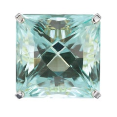 47.33 Carat Aquamarine Diamond Yellow Gold Platinum Cocktail Ring
