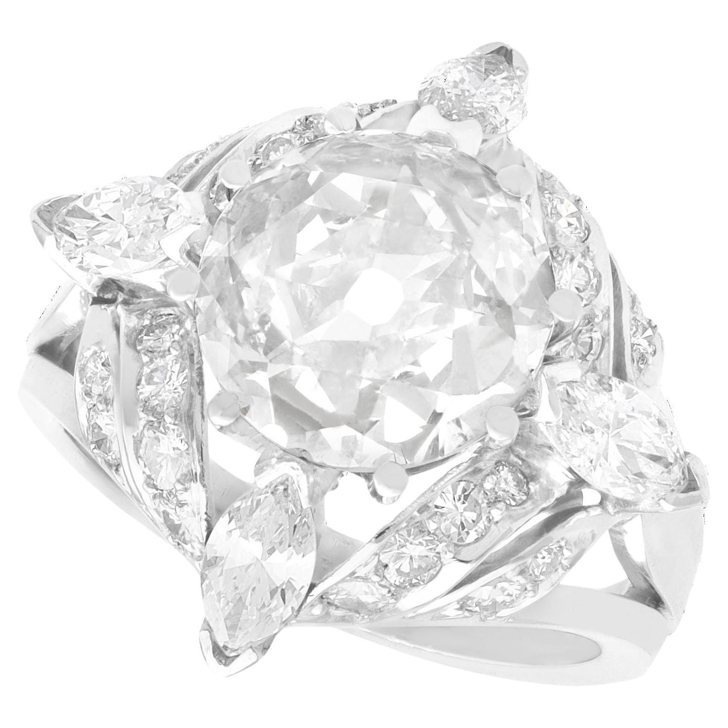 Vintage Platinum Diamond Cocktail Ring at 1stDibs